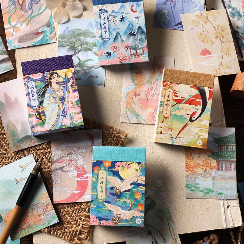 Sổ sticker cổ trang - trang trí sổ tay - ánh nhũ - ánh kim - Nam Phong Giải Ý - 40 x 60 mm - 50 tờ