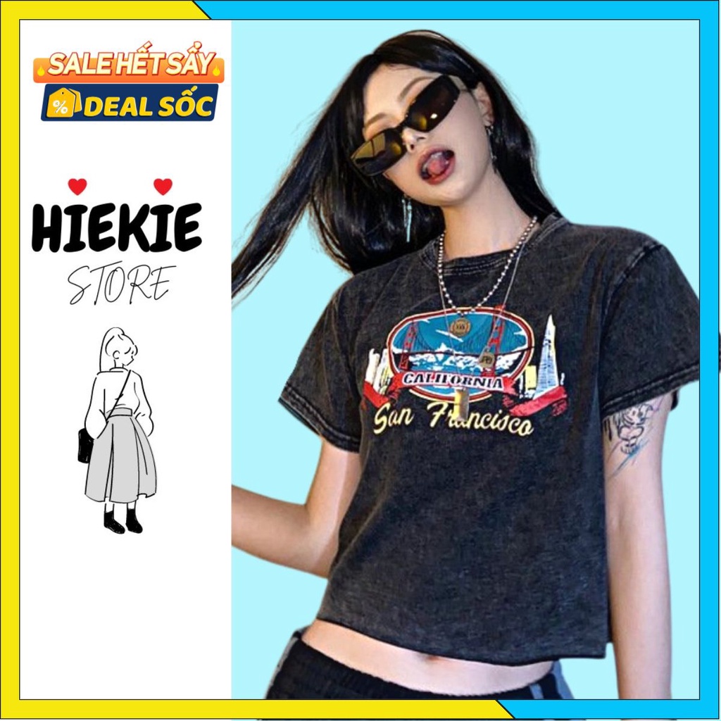 Áo Thun Croptop Nữ Cộc Tay Họa Tiết San Francisco