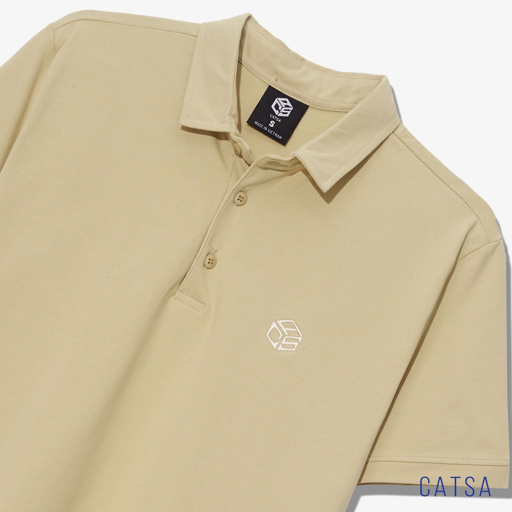 Áo thun Polo nam cổ bẻ màu be in logo CATSA thun Cotton cao cấp, sang trọng CATSA ATP298