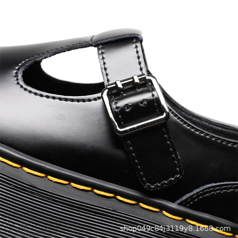 Giày bốt da Martin dày ngón chân 3.5cm dày gót 4.5cm sợi da cho nữ