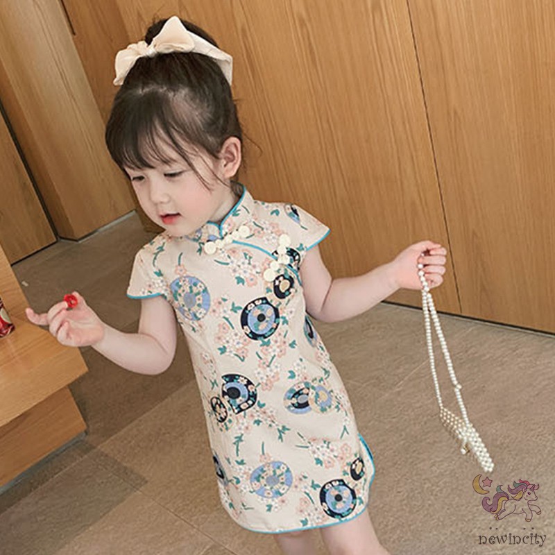 Sườn xám Trung Hoa thời trang hè Phong cách retro xinh xắn dành cho bé