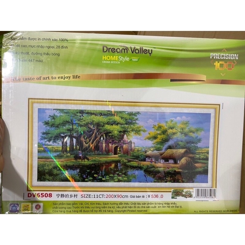 Tranh thêu Chữ thập phong cảnh LÀNG QUÊ VIỆT NAM THANH BÌNH  Dream valley mẫu mới  DV6508(2m*90cm ) chưa thêu