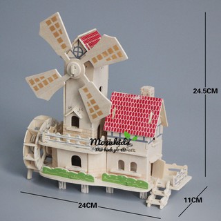 Đồ chơi lắp ráp gỗ 3D Mô hình Cối xay gió