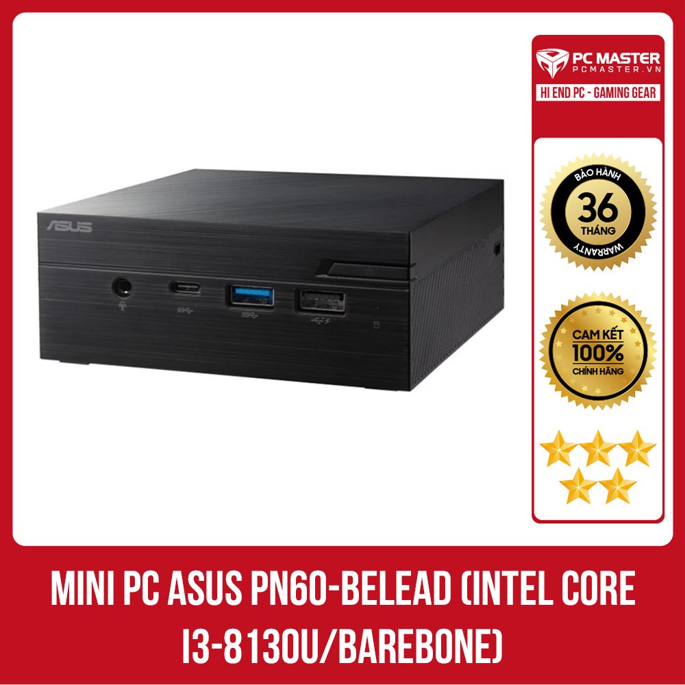 Case máy tính Mini PC Asus PN60-BElead (Intel Core i3-8130U/Barebone)) (90MR0011-M00560) hàng chính hãng