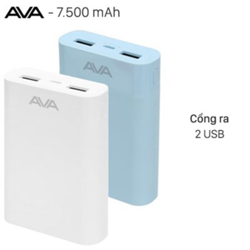 Combo 2 Sạc dự phòng chính hãng AVA dung lượng 7500mha, bảo hành đổi lỗi, nhỏ gọn tiện lợi, chất lượng hơn số lượng