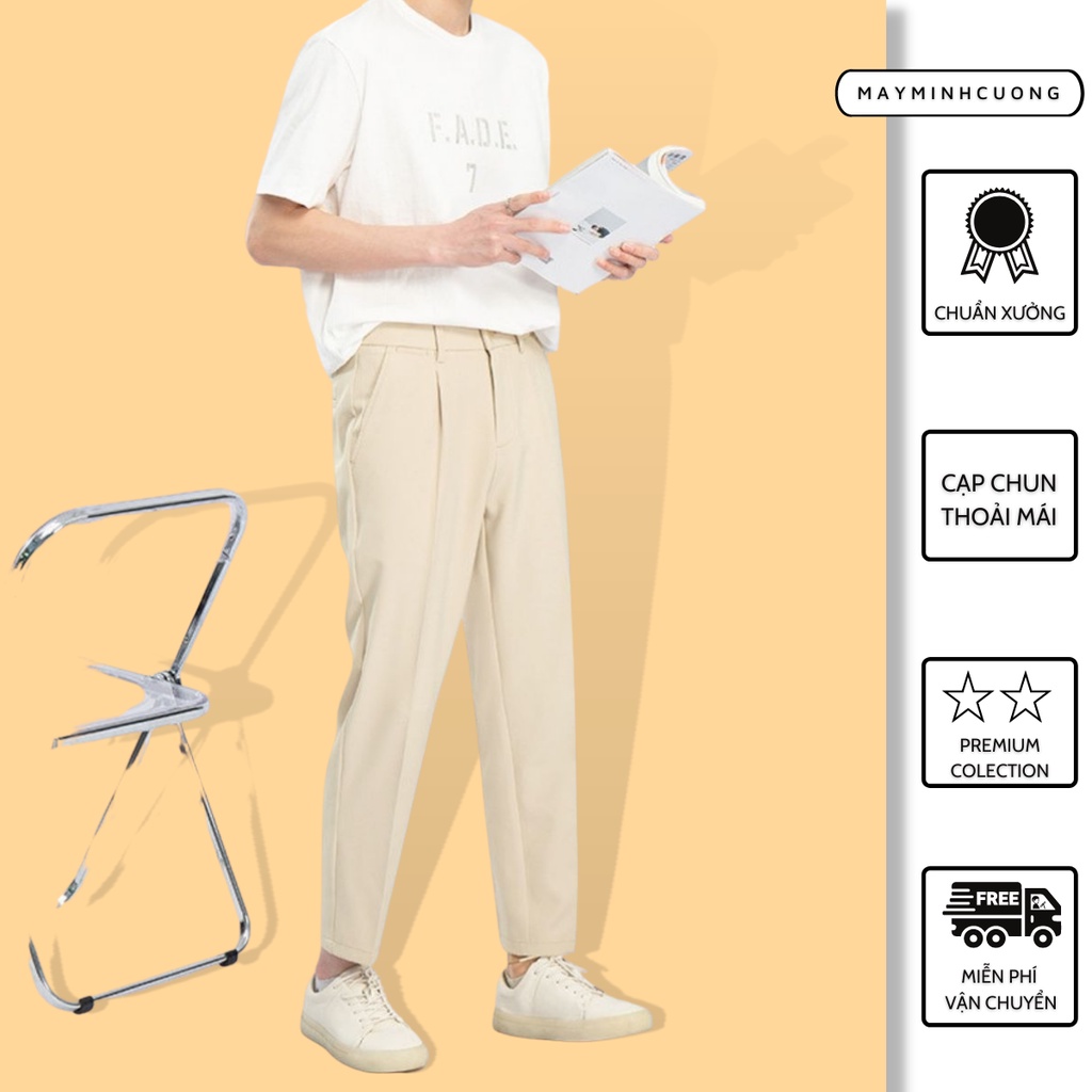 Quần tây Cạp Cao Nam ống rộng, Vòng bụng cạp chun co giãn - May Minh Cường - JBA02