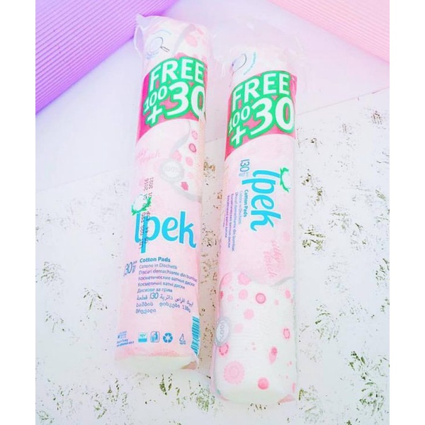 Bông Tẩy Trang Ipek 130 Miếng Thổ Nhĩ Kỳ Chiết Xuất 100% Cotton Tự Nhiên