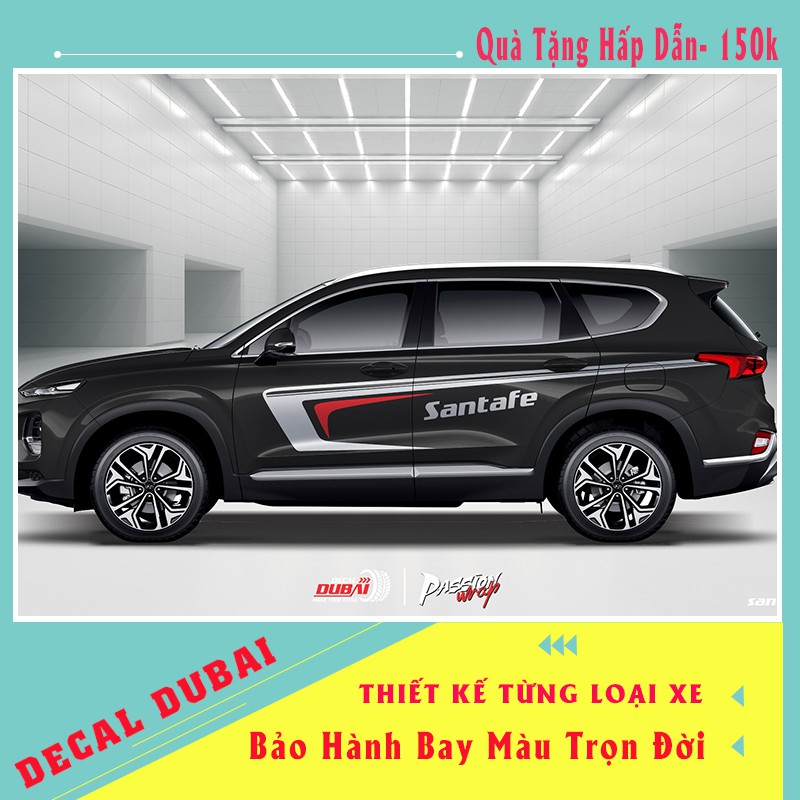 Tem Dán Xe Santafe Đen - Decal Santafe Đẹp