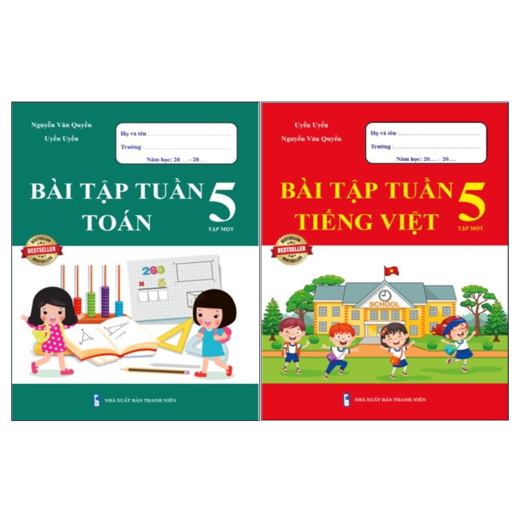 Sách - Combo Bài Tập Tuần Toán và Tiếng Việt 5 - Tập 1 (2 cuốn)