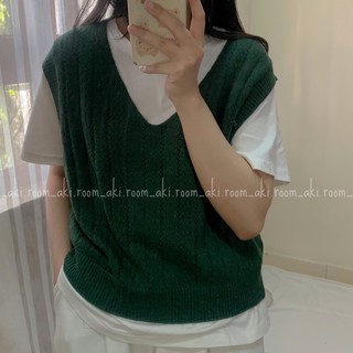 Áo gile len đan trơn cổ V Yoonilook