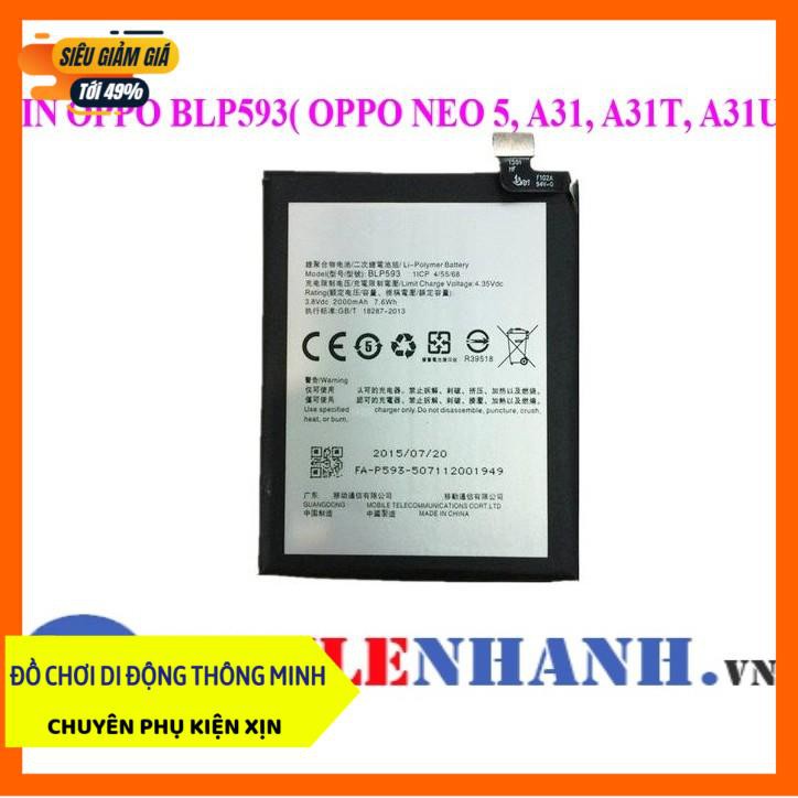 [HÀNG CHẤT] Pin Cho Oppo Neo 5 A31 BLP593 Dung Lượng 200mAh(Đen) xịn - Bảo hành 6 tháng