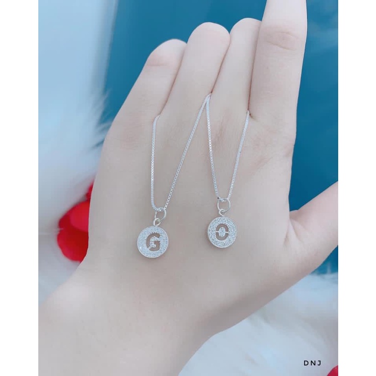 Dây chuyền nữ bạc Ý s925 mặt chữ cái đính đá nhỏ theo tên - Kho sỉ bạc Nhất Linh