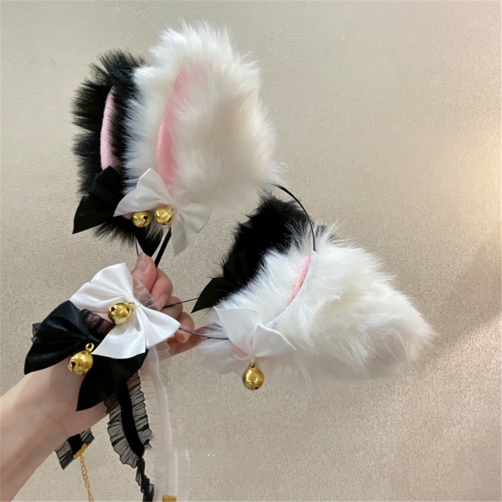 Vòng Cổ Choker Ren Thắt Nơ Tai Mèo Màu Đen Phong Cách Cổ Điển