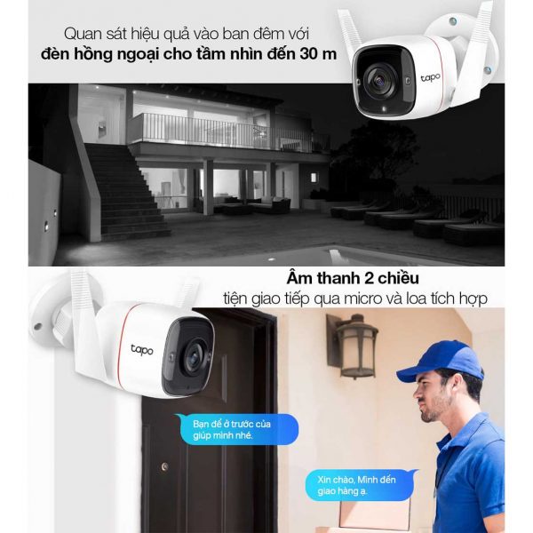 Camera an ninh TP-Link Tapo C310 3MP IP Wifi - chuyên dụng ngoài trời Chính Hãng