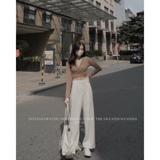 Áo thun dài tay vạt chéo buộc dây sau the.sweaterweather TSW
