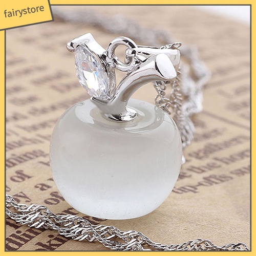 Mặt vòng cổ mạ bạc hình trái táo đính đá opal nhân tạo thời trang