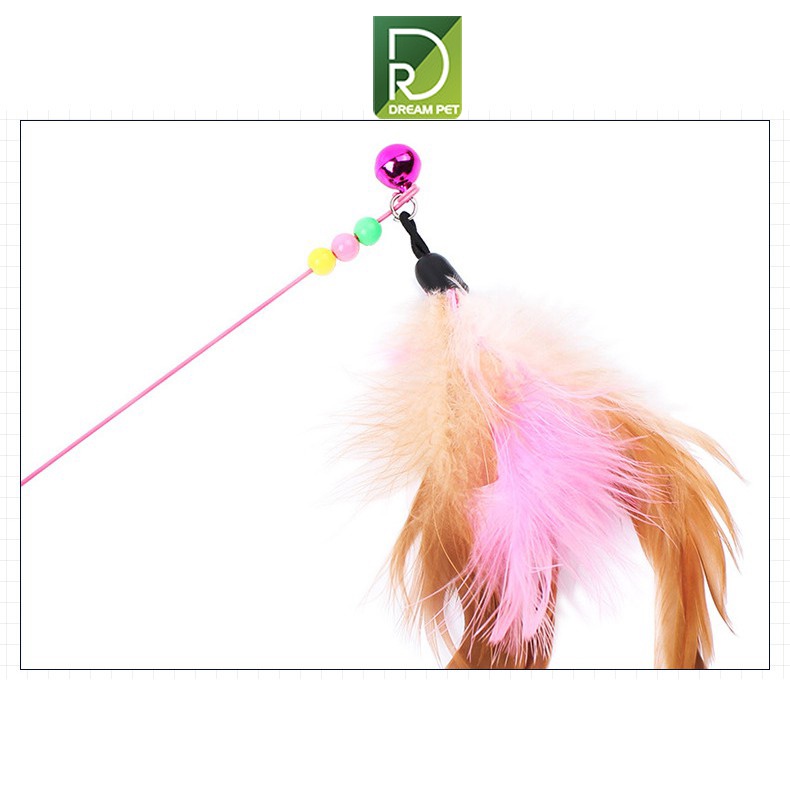 Đồ chơi cần câu mèo gắn lông vũ - Dreampet - Cần câu giải trí cho mèo