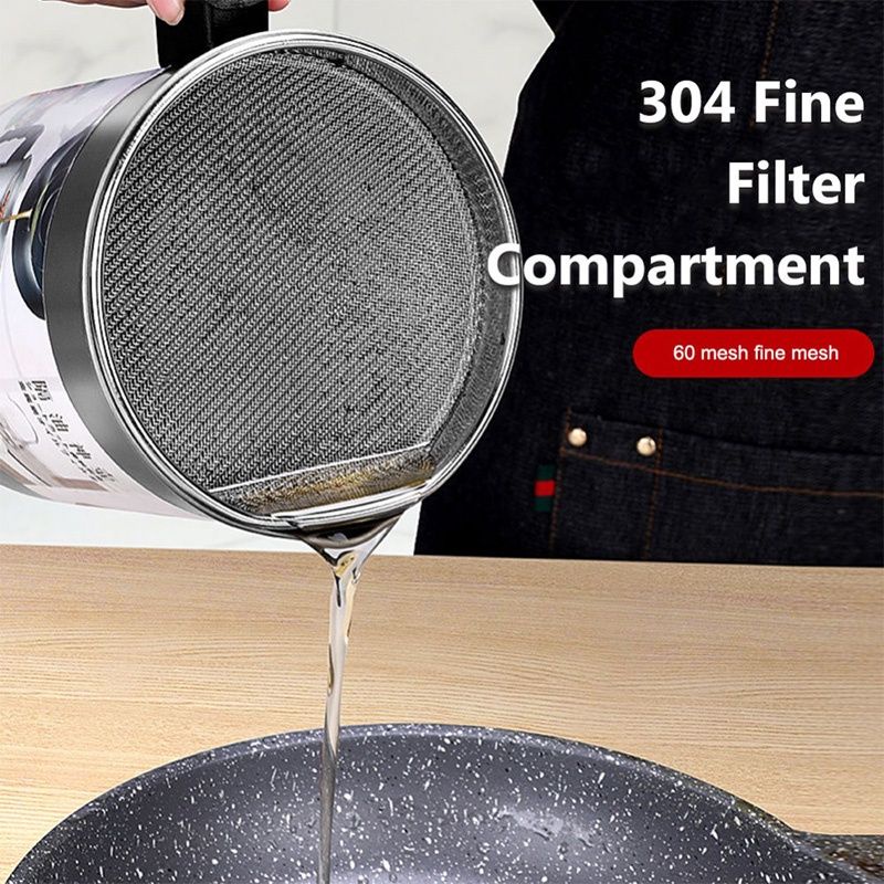Ca Lọc Dầu Ăn INOX 304 - Ca Lọc Có Lưới Lọc Cặn 1.4L Và 1.7L