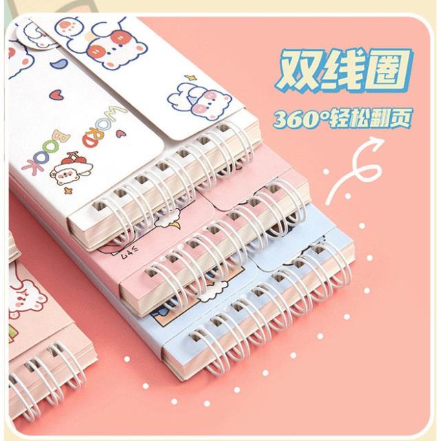 Sổ học từ vựng ngoại ngữ tiếng anh, Sổ ghi nhớ gáy lò xo hình bé gái màu hồng 80 tờ 160 trang
