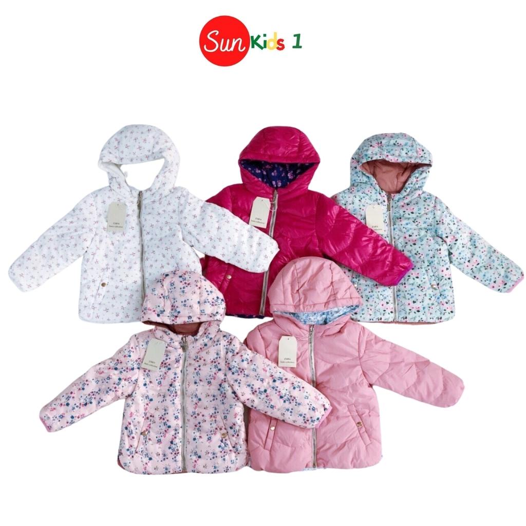 Áo khoác bé gái, áo khoác cho bé 2 mặt, chất phao ấm áp, size 1-5 xuất dư đẹp - SUNKIDS1