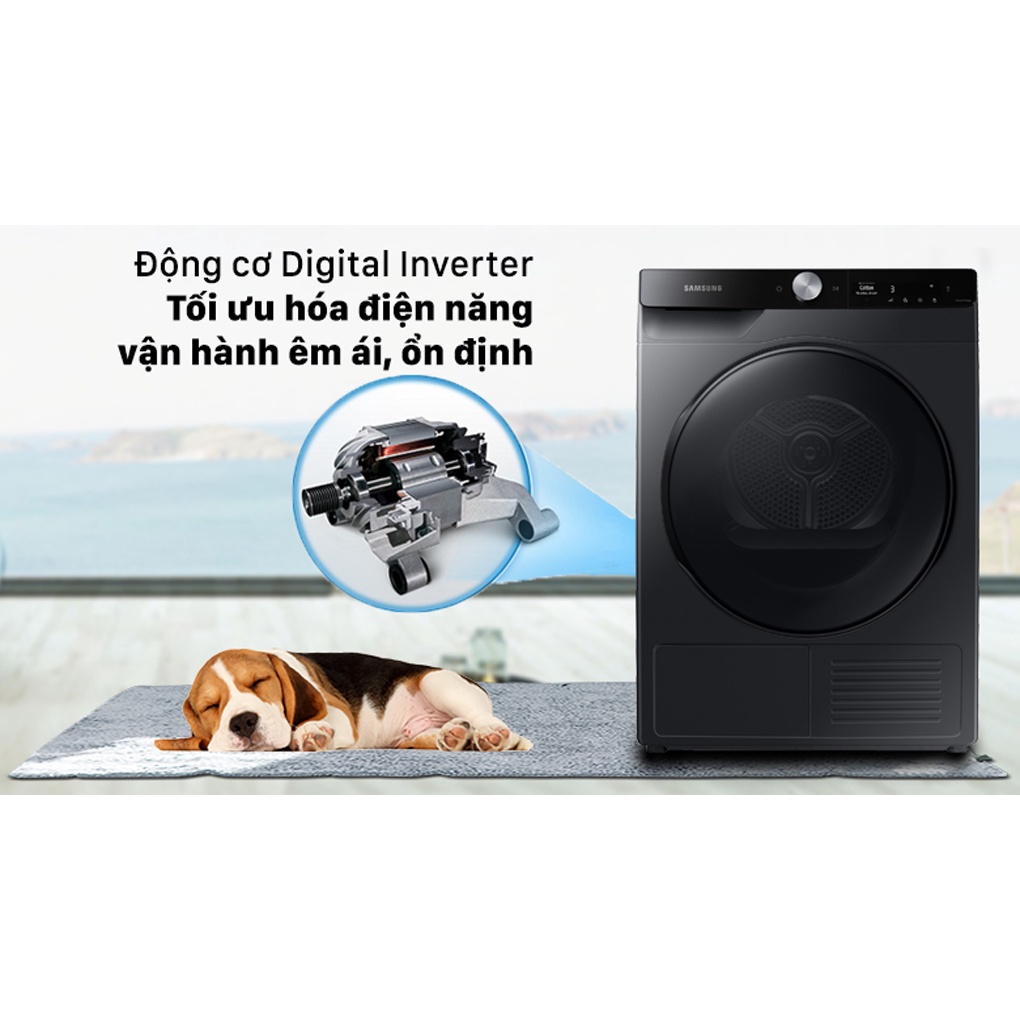 Máy sấy bơm nhiệt Samsung Inverter 9 Kg DV90T7240BB/SV 2021