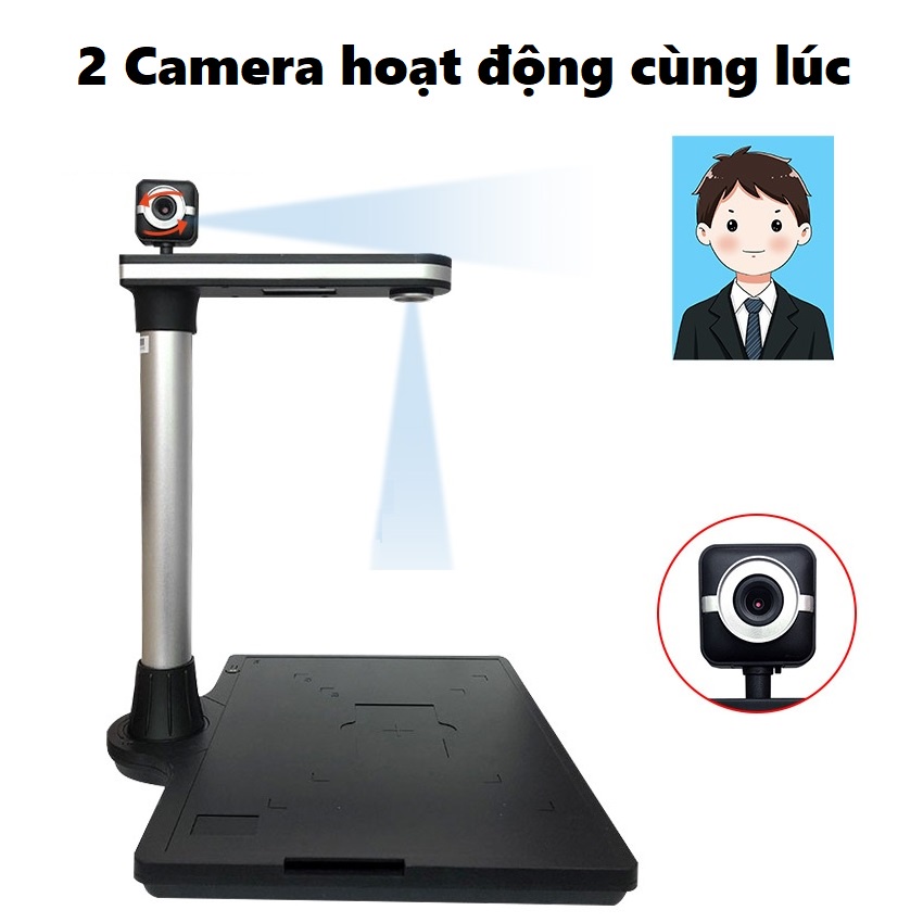 Máy chiếu vật thể 3 chiều K1002 tích hợp 2 camera cùng lúc - K1002 Visualizer Document Camera