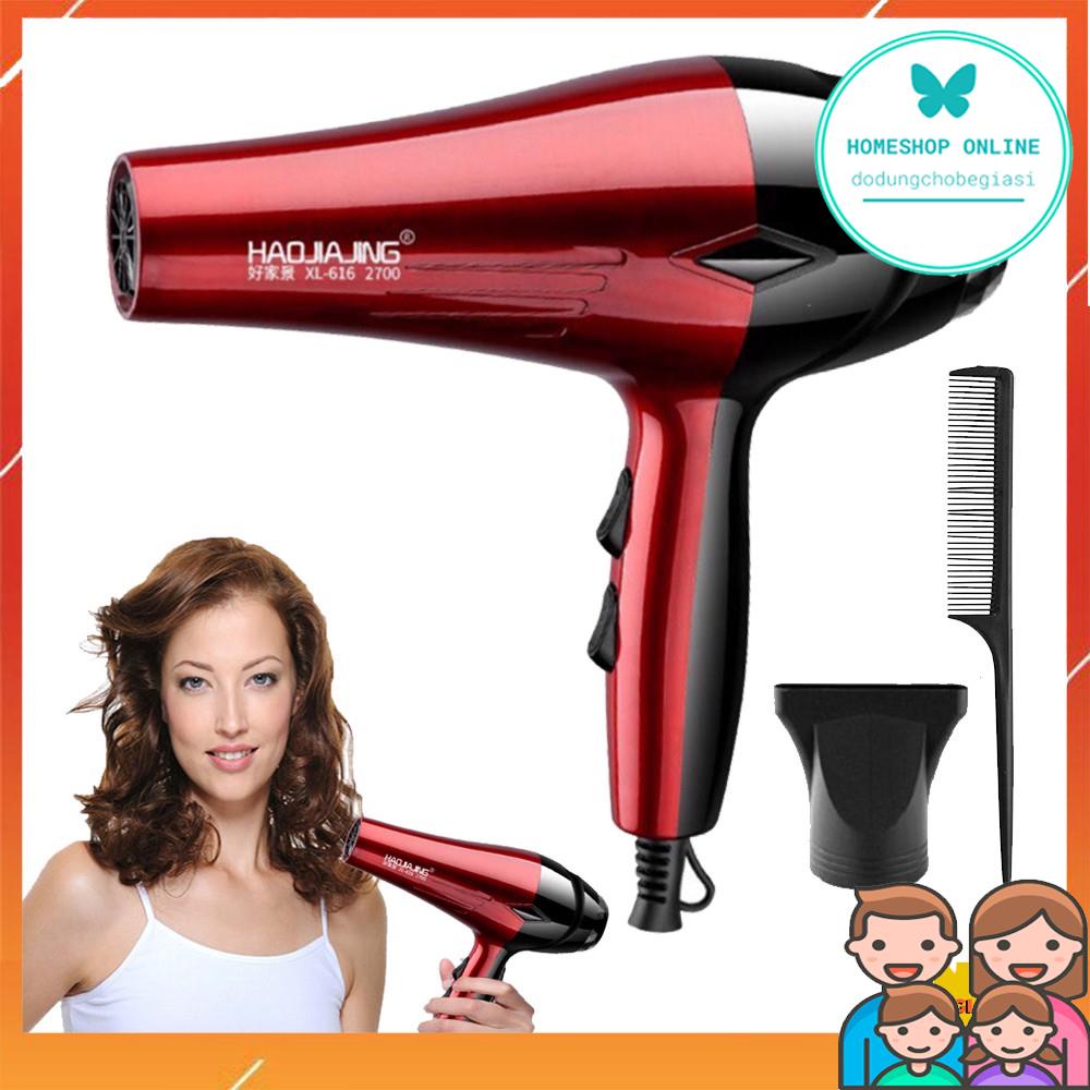 Máy sấy tóc công suất lớn HaoJiaJing nội địa trung 2700w có phụ kiện va bảo hành Tặng kèm Lược rẽ ngôi