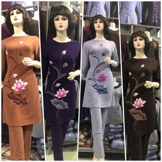 Mẫu kết tân cổ tròn tay rap lăng-đồ lam đi chùa, # quần áo phật tử, # đồ đi chùa