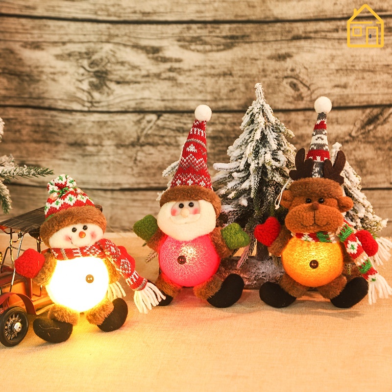 Búp Bê Hình Ông Già Noel / Người Tuyết / Tuần Lộc Có Đèn LED Phát Sáng Trang Trí Nhà