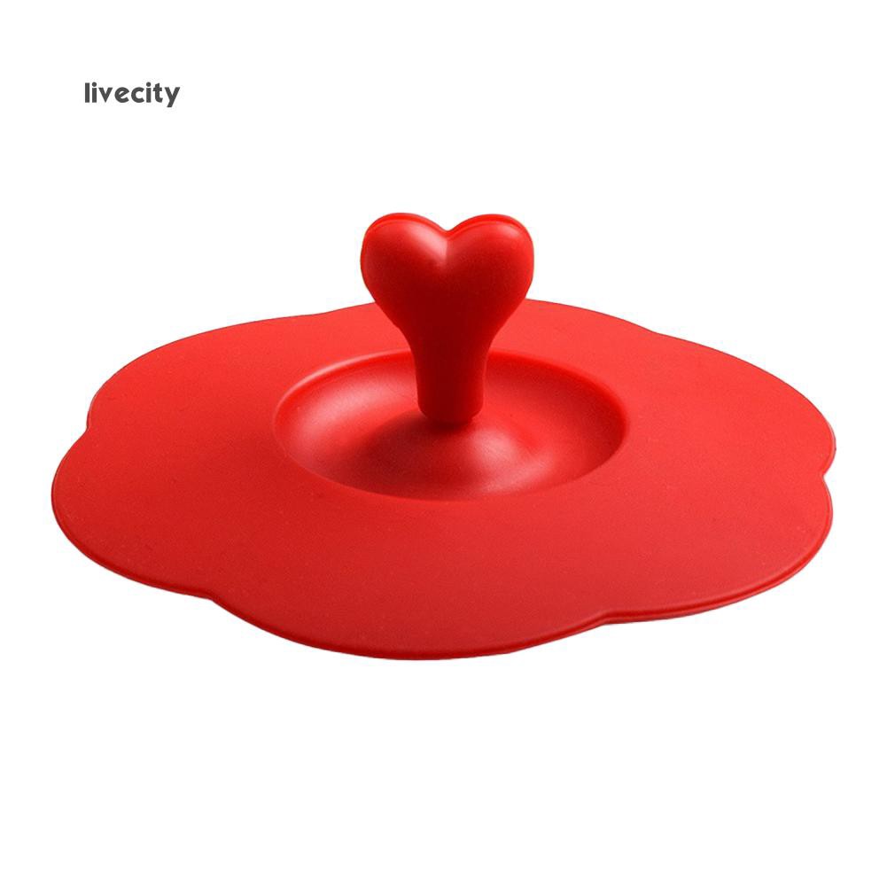 Nắp đậy ly bằng silicone kèm tay cầm hình trái tim độc đáo | BigBuy360 - bigbuy360.vn