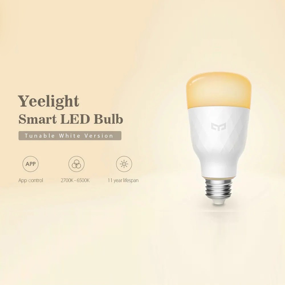 Bóng đèn LED thông minh Xiaomi Yeelight E27 trắng và trắng ấm 1700k-6500K điều khiển từ xa WiFi qua ứng dụng Mi Home