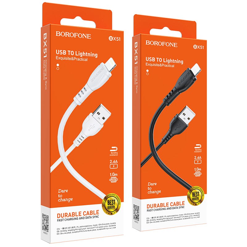 Dây sạc điện thoại iphone, samsung oppo..hàng chính hãng Borofone BX51 hỗ trợ sạc nhanh 2.4A - Bảo hành 12 tháng