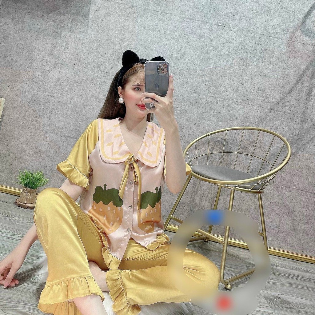 Pijama Lụa SATIN, LATIN nhà SAM Tay dài quần dài Form dưới 60 kí