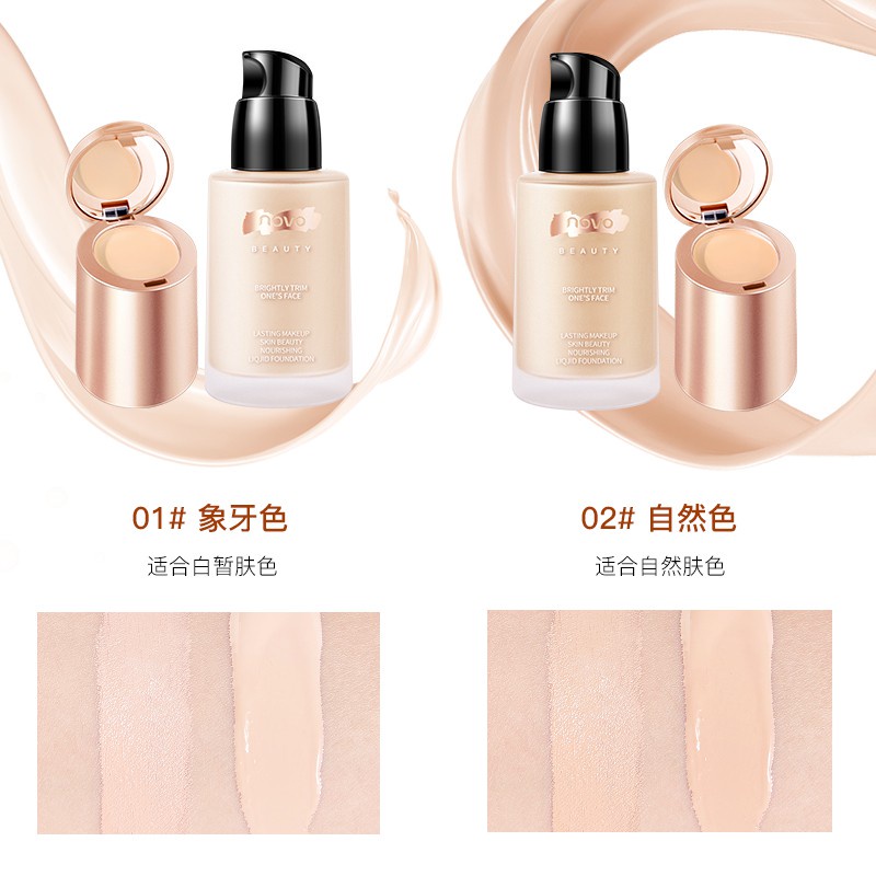 Novo Kem Nền Che Khuyết Điểm Dạng Lỏng 2 Trong 1 Lâu Trôi Dưỡng Ẩm Chống Nước 5334