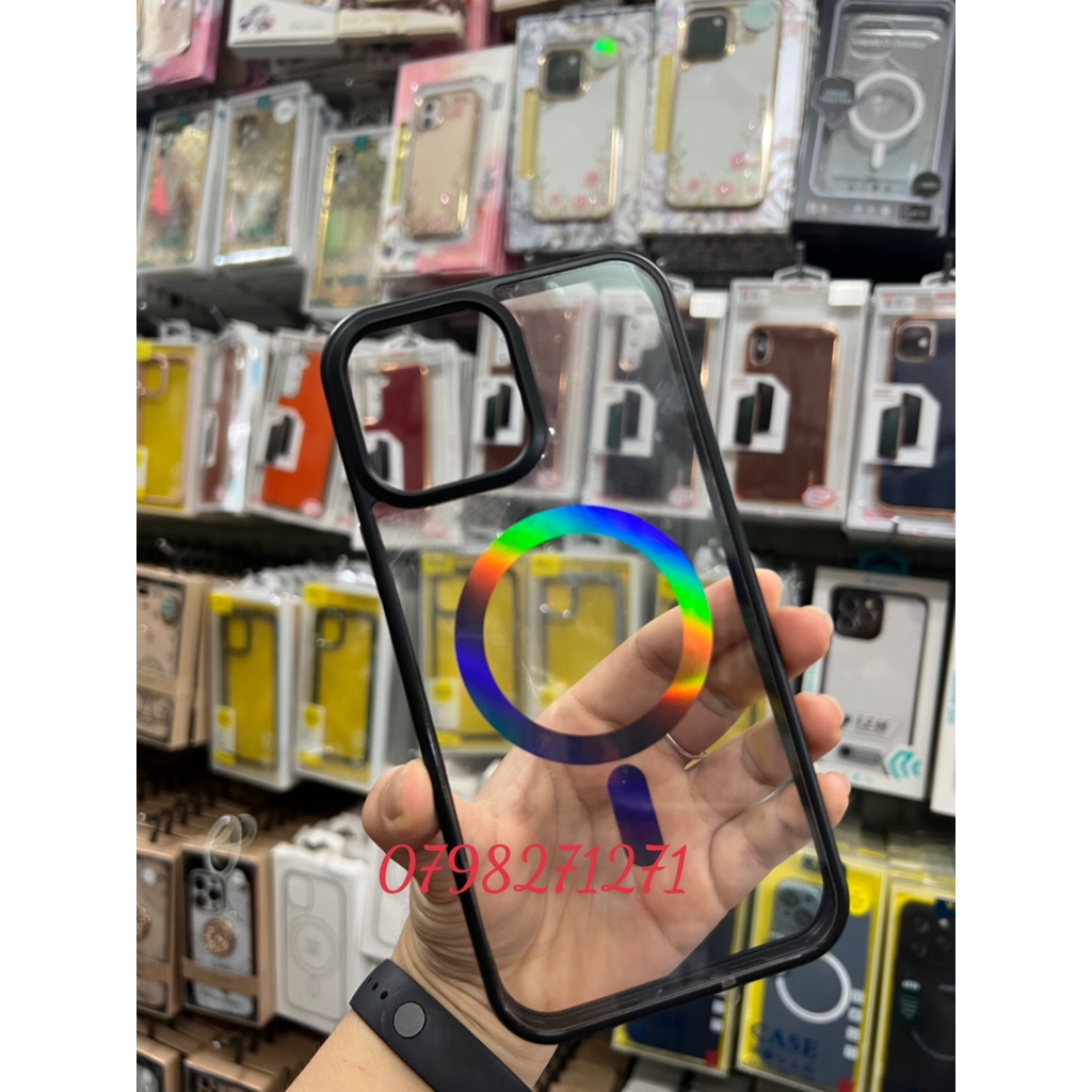 Ốp lưng TOTU lưng cứng trong suốt viền dẻo màu hỗ trợ sạc magsafe không dây cao cấp iPhone 13 Pro Max