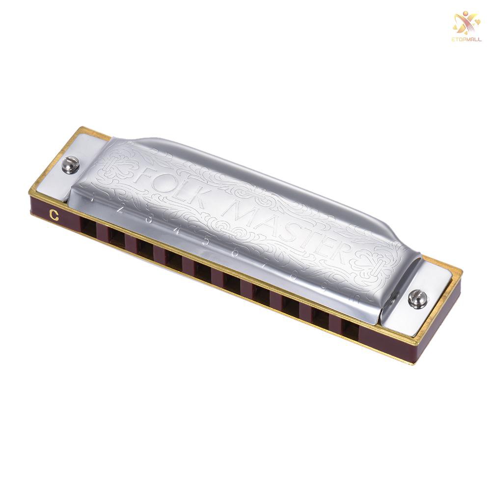 Đàn harmonica 10 lỗ hiệu Suzuki 1072-C Folkmaster phím tông C20 dành cho người mới học