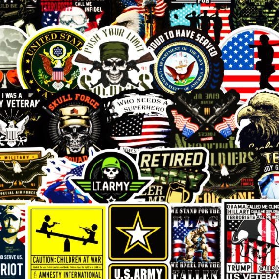 [US ARMY] 50 Sticker chống nước/ trang trí, set mix ,dán xe laptop mũ bảo hiểm vali...