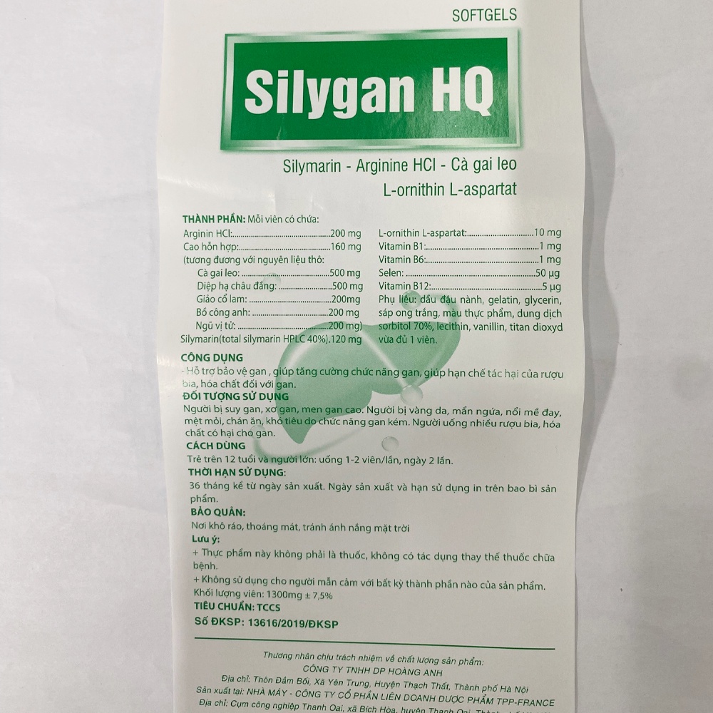 Viên Uống Silygan HQ (Hộp 60 Viên) Giúp Hỗ Trợ Tăng Cường Chức Năng Gan, Bảo Vệ Gan Và Hạn Chế Tác Hại của Rượu Bia