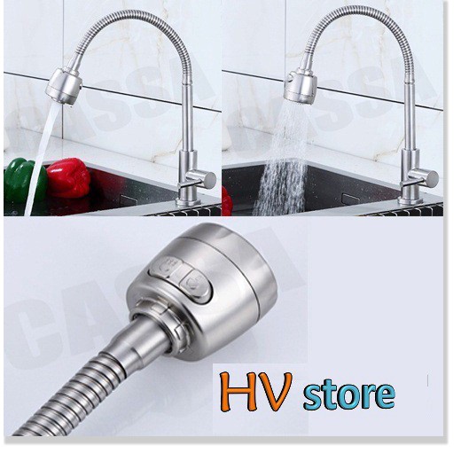 Vòi rửa bát cắm chậu cần sun Sunzin, chất liệu inox 304, tặng 1 dây dẫn nước
