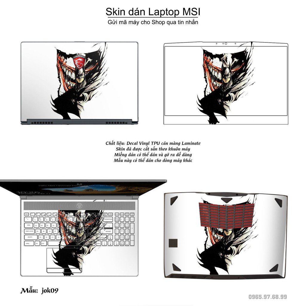 Skin dán Laptop MSI in hình Joker _nhiều mẫu 2 (inbox mã máy cho Shop)