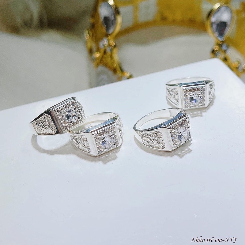 Nhẫn cho bé trai BNP đính đá,Bạc Ta