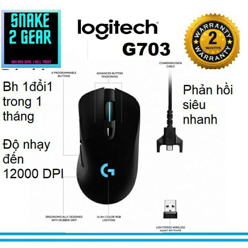 Chuột Logitech G703 WIRELESS GAMING (USB-Wireless) - SNK