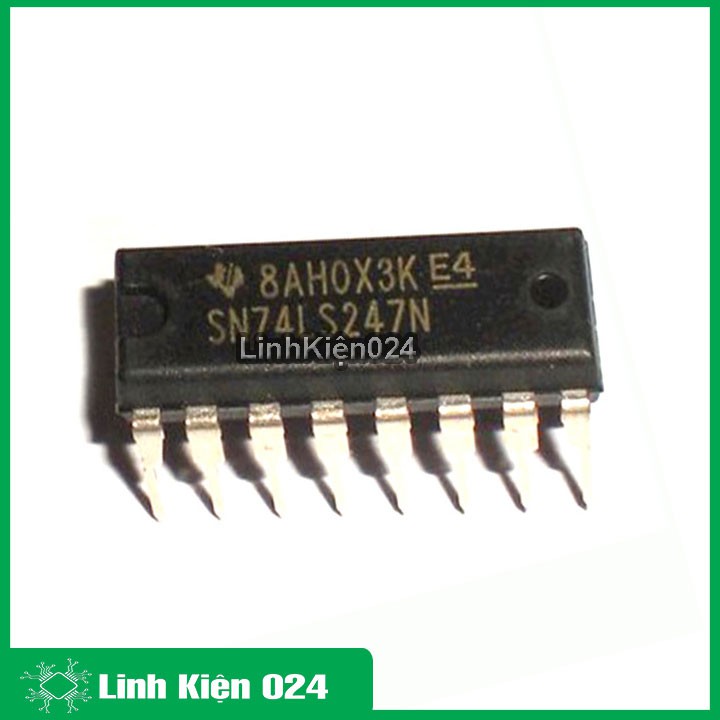 Ic chức năng 74LS247 BCD to 7-Segment Decoder - Driver chân cắm DIP16