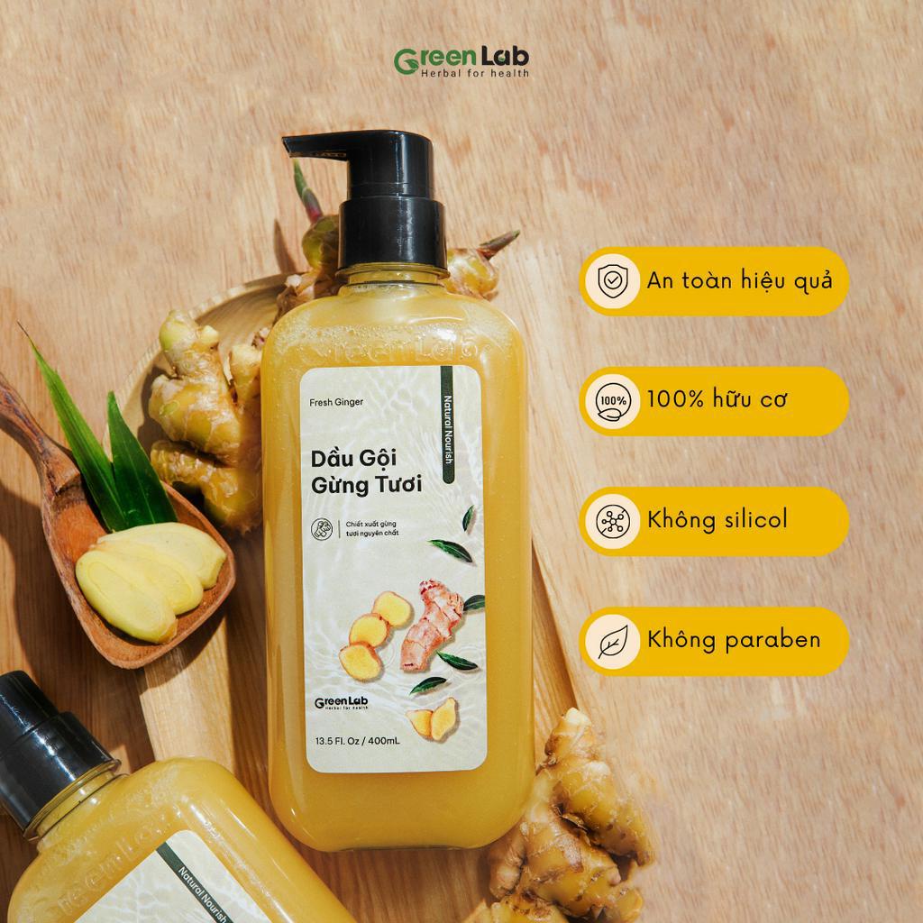 Dầu Gội Gừng Tươi GreenLab Chai 400ml - Dầu gội gừng Green Lab hữu cơ sạch gàu giảm ngứa