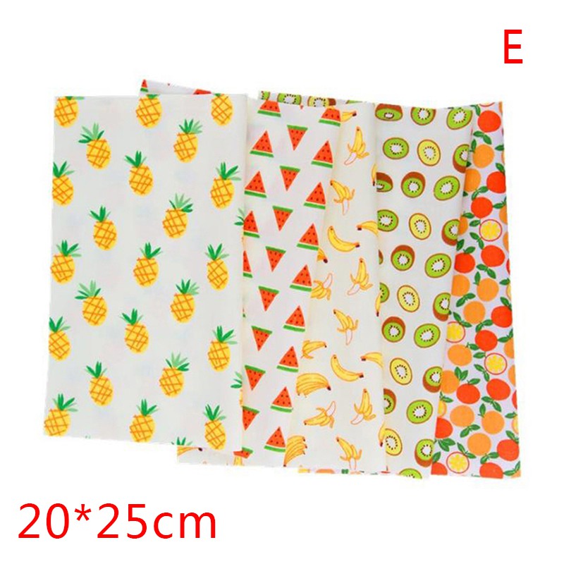 HANDMADE Set 5 Tấm Vải Cotton 20cm X 25cm Làm Đồ Thủ Công