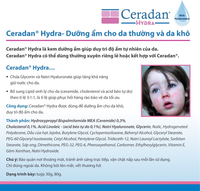 Kem Dưỡng Ẩm Cho Da Thừơng Và Da Khô Ceradan Hydra (tuýp 30g)