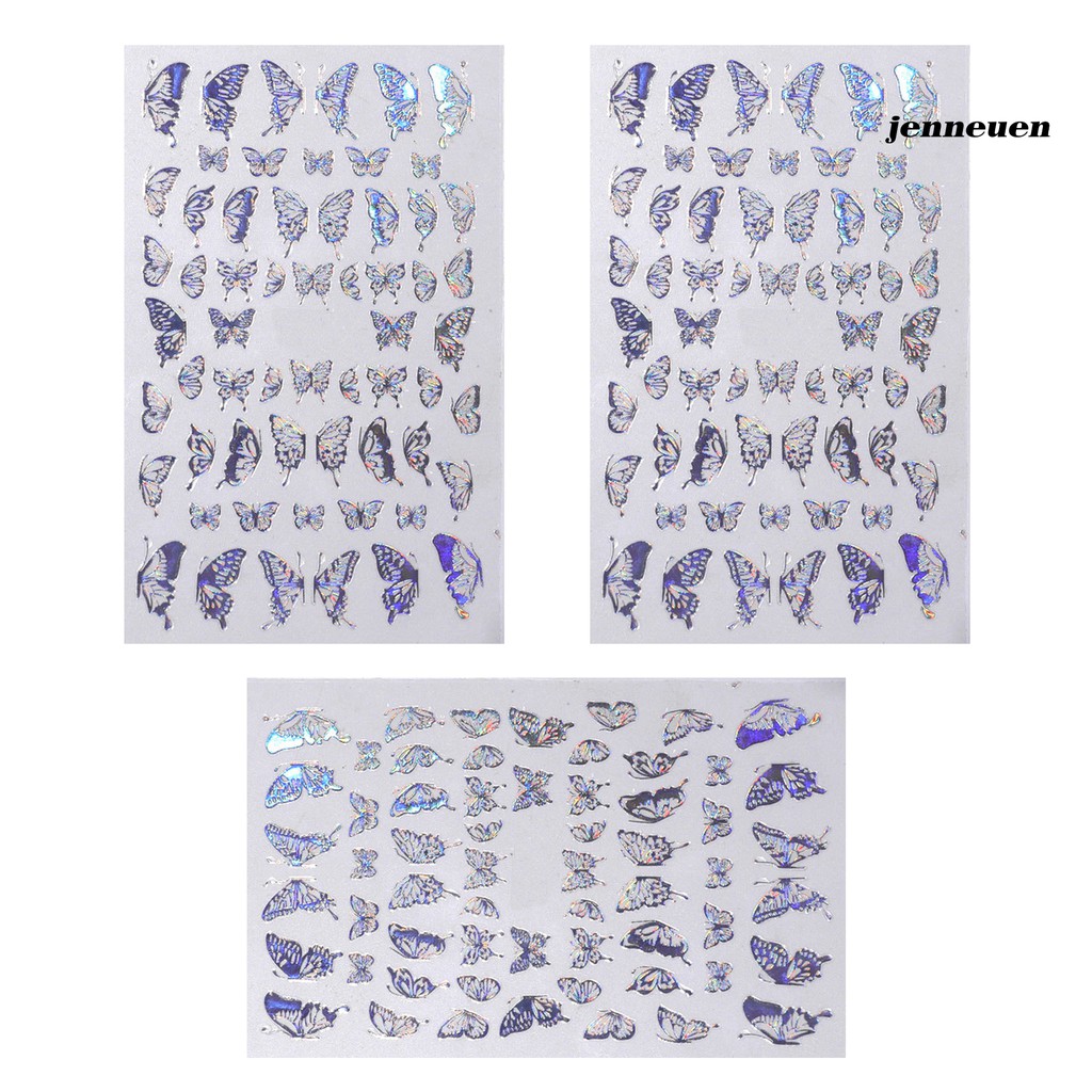 [Hàng mới về] Set 3 Tấm Hình Dán Trang Trí Móng Tay Hình Bướm Chống Thấm Nước
