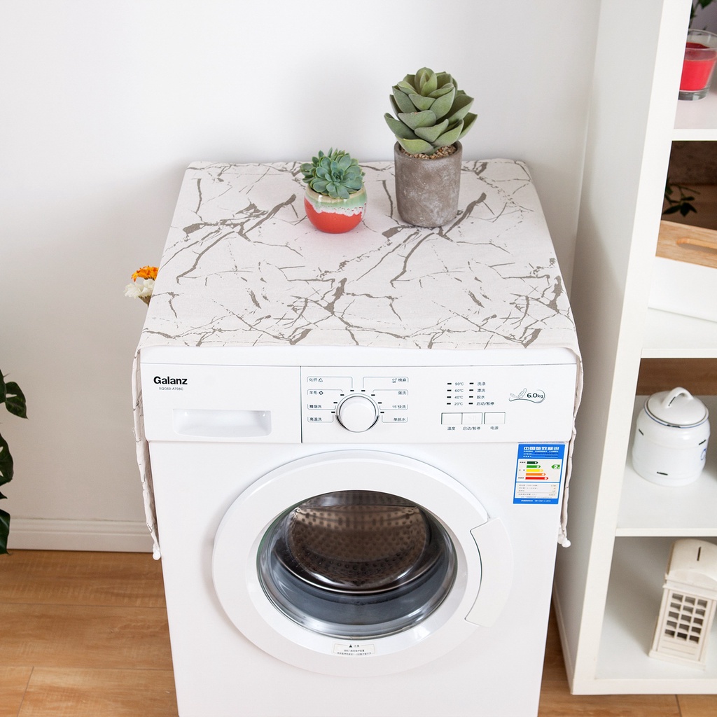 Tấm phủ máy giặt/ tủ lạnh/ lò vi sóng chống bụi bẩn họa tiết đá cẩm thạch độc đáo nhiều size trang trí nội thất