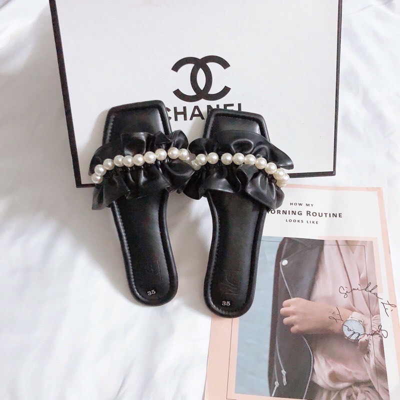 Dép nữ quai ngang bèo nhún đính ngọc đẹp hot