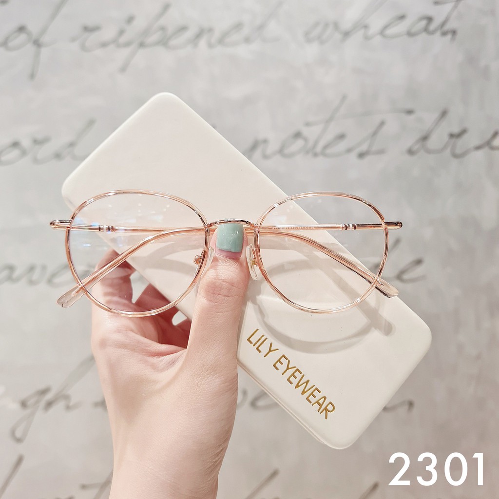 Gọng kính cận nam nữ Lilyeyewear mắt tròn kim loại gọng thanh mảnh màu sắc thời trang 2301 | BigBuy360 - bigbuy360.vn